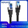 Cat8 Blue & Black Braided Network Cable, 40Gbps Flat Patch Cord, Pure Copper 7x0.1mm Shielded