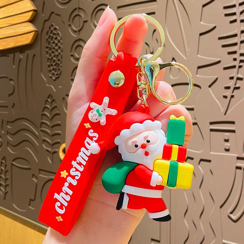 Christmas Cute Family Series Keychain Santa Claus Charms For Backpacks Gifts And
