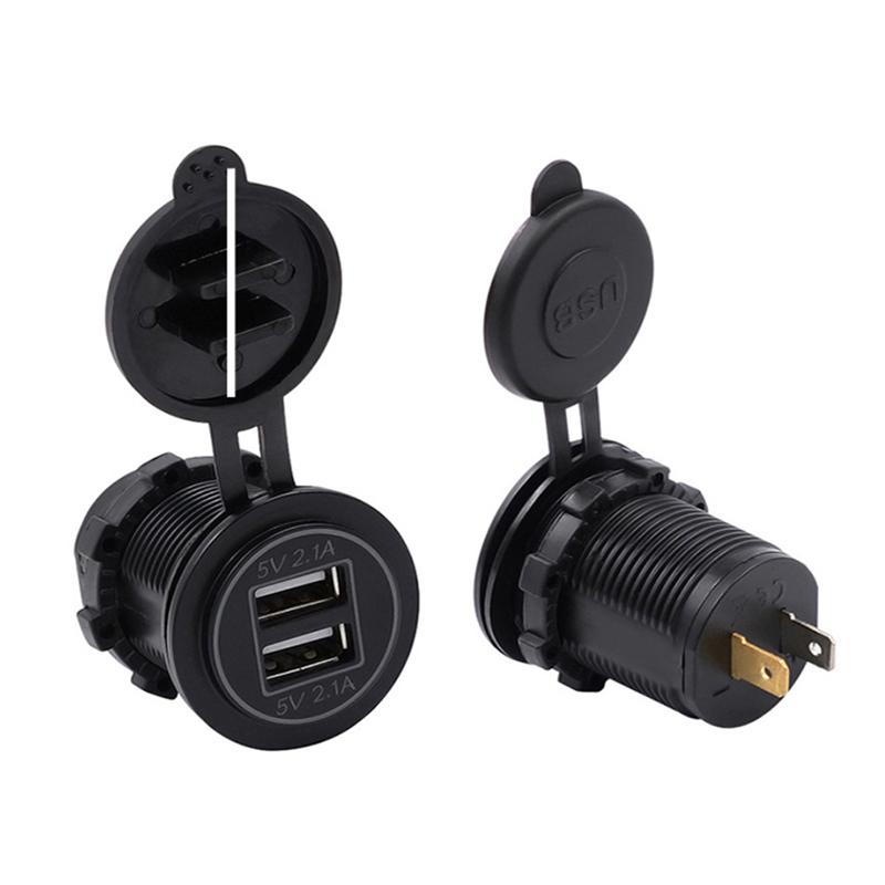 1Pcs 5V 2.1A/1A Car Charger Waterproof Port Socket Cigarette Lighter 12V/24V Dual Usb Outlet Replacement For Rv Camper Accessory