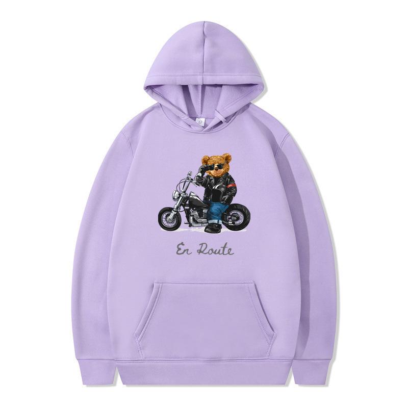 

Winter Sports Car Wealthy Bear Pattern Printed Hoodies Fashionable Casual Sports Long Sleeved Men s and Women s Unisex Hooded Sweatshirts XXL світло-фіолетового кольору