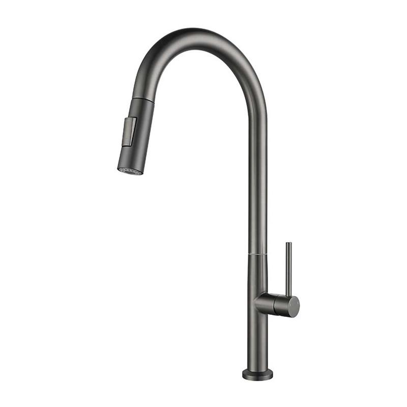 Grey Pull Out Kitchen Faucet Brushed Gold Sink Faucet Mixer Tap 360 degree rotation torneira cozinha mixer taps Kitchen Tap