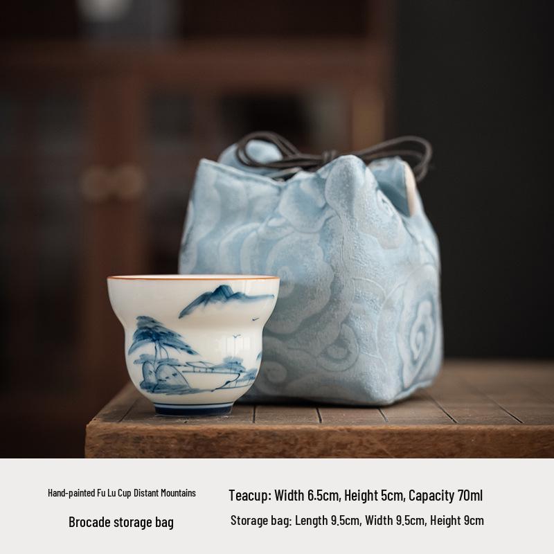Hand-Painted Jade White Tea Cup Set - Kung Fu Style Porcelain with Gift Box