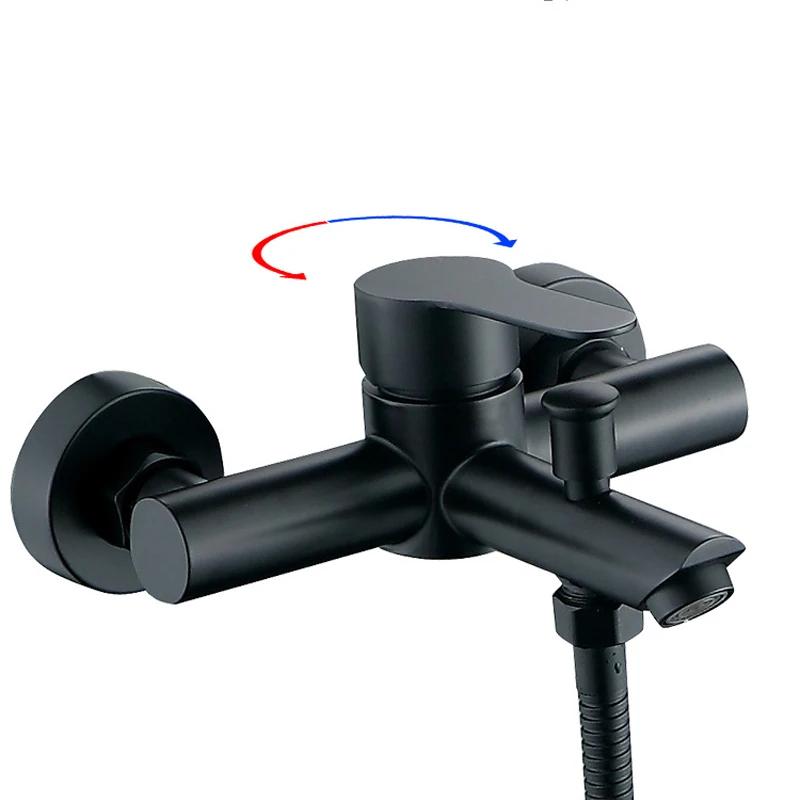 304 Stainless Steel Bathroom Faucet Shower Black Silver Faucet Wall Mounted Bathtub Shower Mixer Tap Shower Faucet Mixer Taps