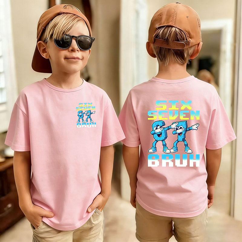 Cute Meme Six Seven Italian Brainrot 67 Number Graphic Print TShirt BoyGirl Summer Short Sleeved Kids Comfortable Tshirt Top