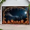 JIT 1pc Halloween Night Pumpkin Ghost Spider Web Decoration Print Garage Door Decoration Tapestry Fabriczyc