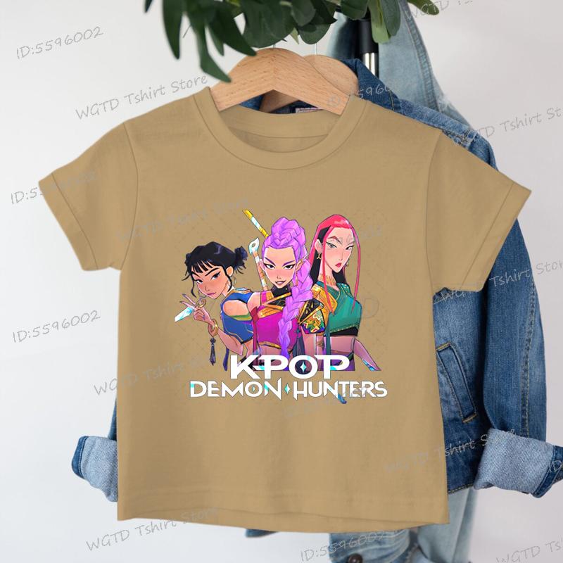 Fashion Casual Kids T-shirt KPop Demon Hunters Cool Girls Tee Top Funny Gift for Fans Cotton Tshirt -KPop Demon Hunters Clothes