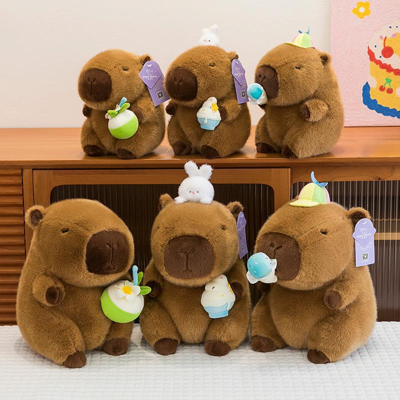 Summer Capybara Plush Doll Drinking Coconut Milk Capipala Ice Cream Guinea Pig Children's Companion Gift