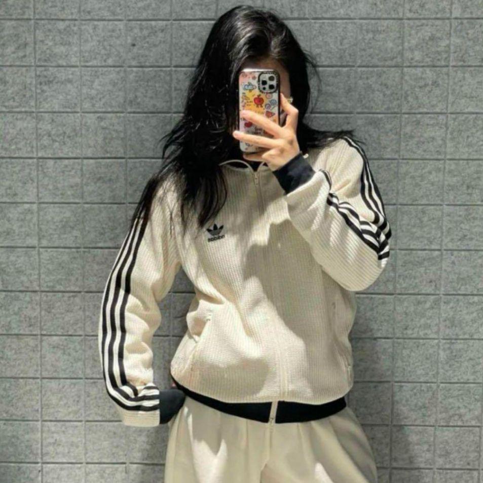 [USED] Authentic adidas Track Jacket, Size L, Unisex, Waffle, White