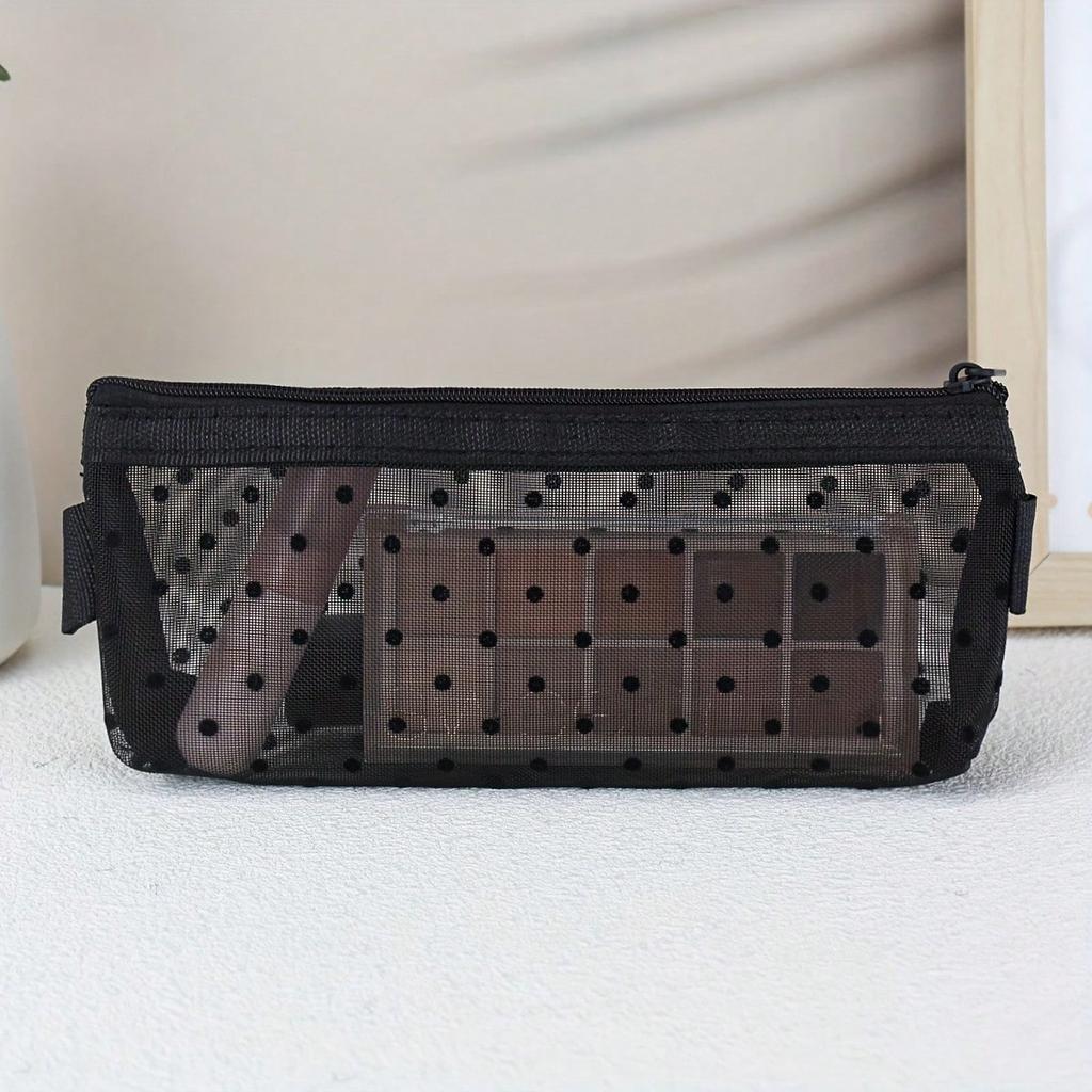 1 Piece Transparent Mesh Makeup Bag, Travel Portable Makeup Brush Organizer, Women'S Lipstick Storage Tool
