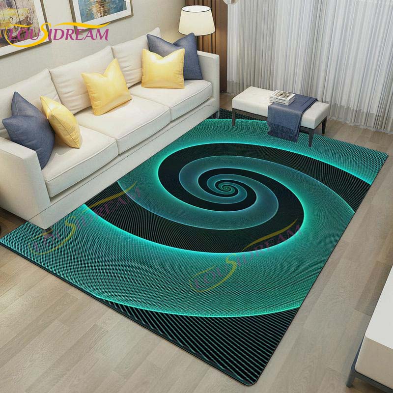 3D Vortex Illusion Rug Abstract Rug Modern Carpets for Living Room Area Rug Non Slip Floor Rug Teen's Rug Game Room Rug Play Mat