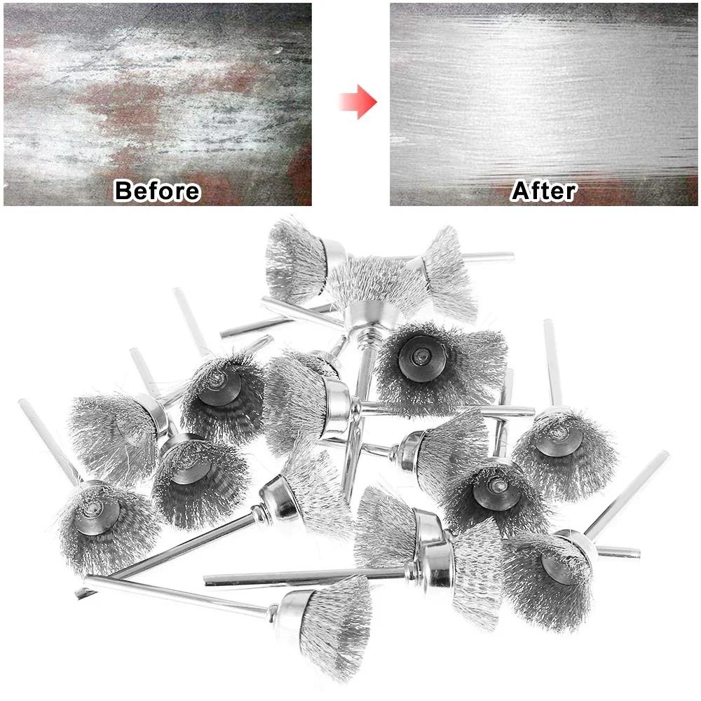 60PCS Wire Brush Wheel Cup Brush Set for Drill Attachment Coarse Carbon Steel Crimped Wire Wheel for Cleaning Rust, Stripping