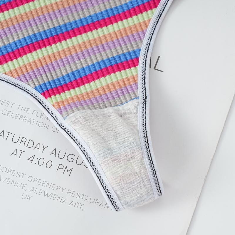 Dámské barevné bavlněné spodní prádlo Barevná pruhovaná podprsenka s tangami Spodní prádlo v kontrastní barvě Dámské bezešvé spodní prádlo Crop Tops