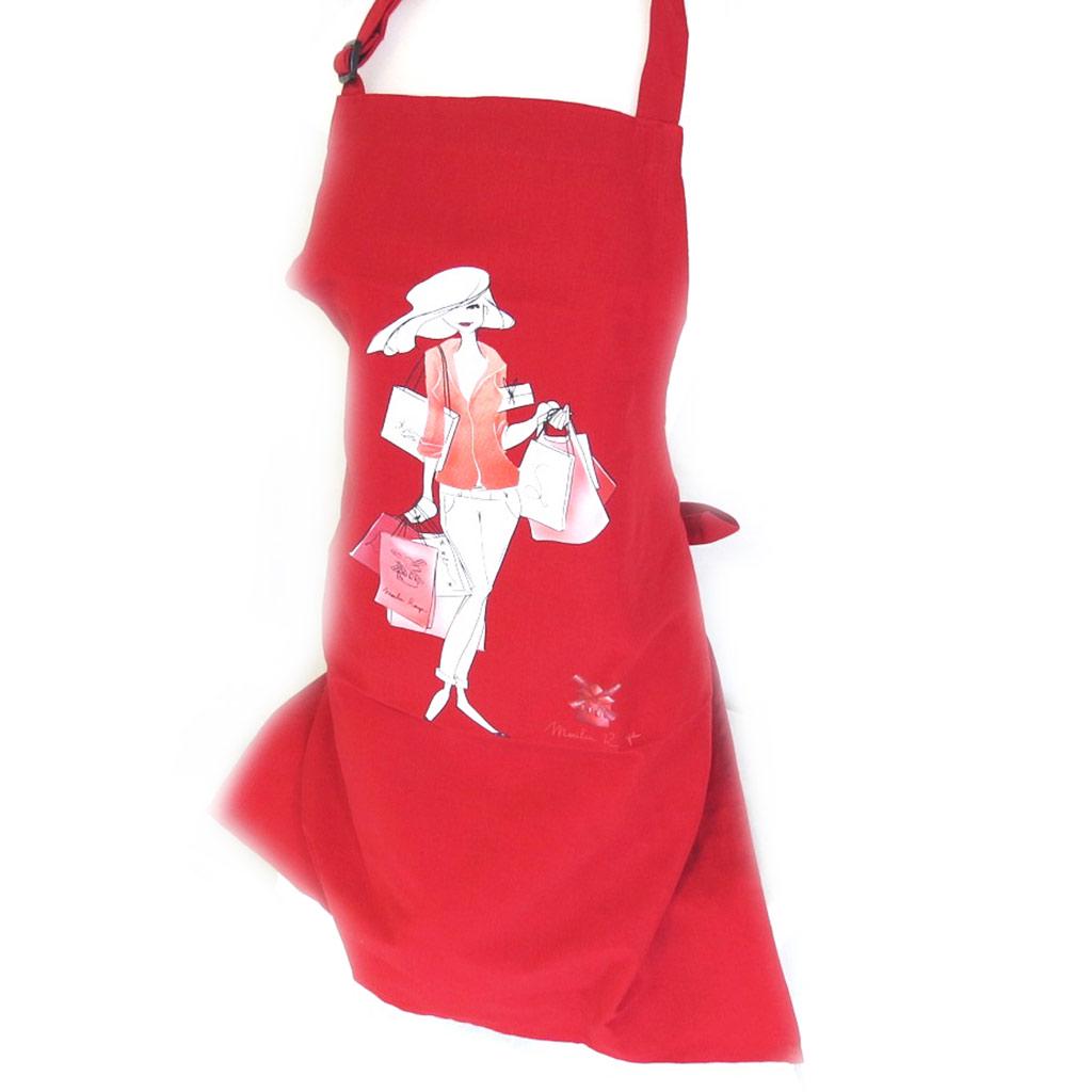 Les Trésors De Lily [M5764] - Designer Apron 'The Parisian At the Moulin Rouge' Red