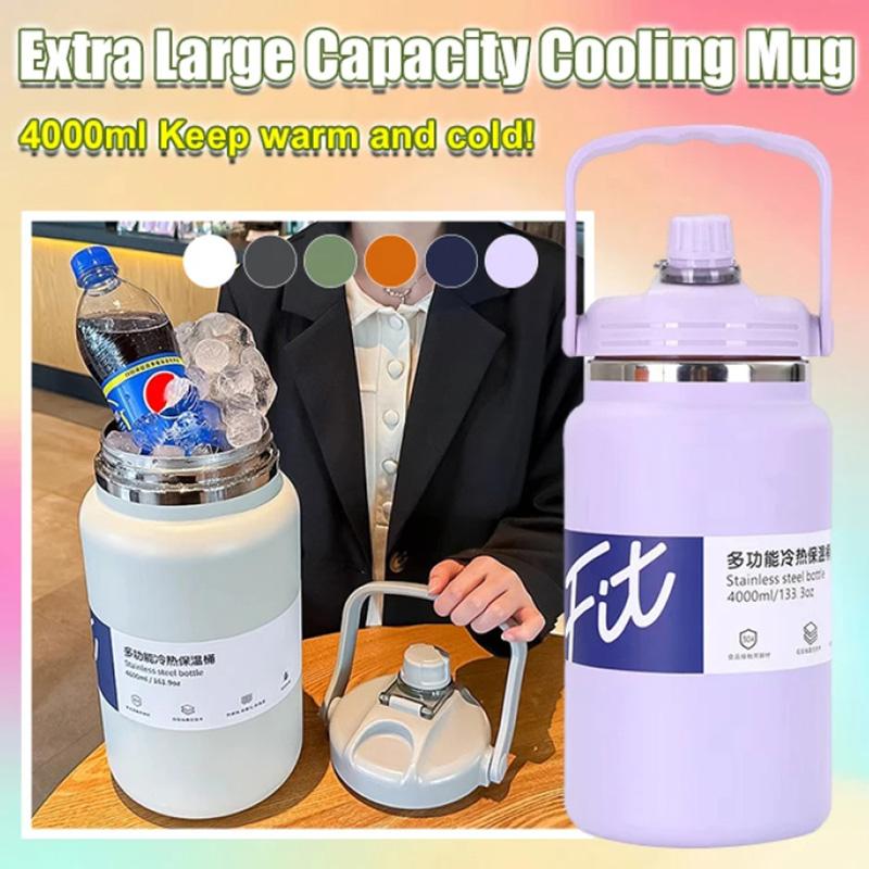 4000ml Tumbler Cup For Coffee Keep Cold Stainless Water Bottle With Straw Space Kettle American-Style Portable Outdoor Sports