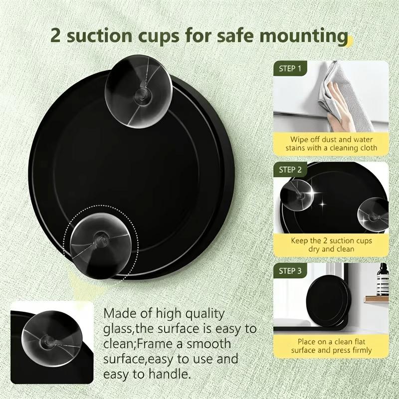 10x Magnifying Makeup Mirror, Portable Black Wall-Mounted Mirror with Dual Suction Cups,Compact Travel Dressing Mirror for Women