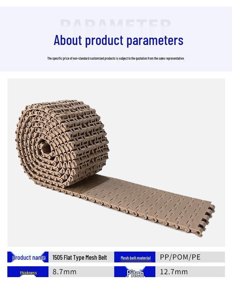Modular Plastic Mesh Conveyor Belt with Flat Chain Plate