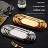 Gold Stainless Steel Oval Tray for Jewelry, Desserts, Barbecue, and Towels