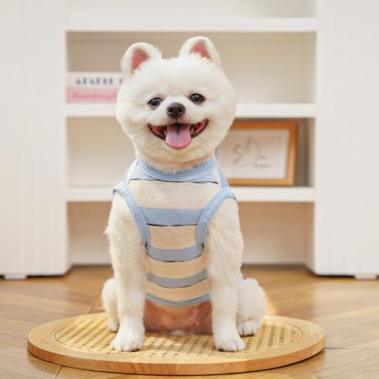 Pet Vest Striped Contrasting Color Soft Breathable Dog Harness with Traction Ring Stretchy Fit Machine Washable Small Medium Large Pet Vest