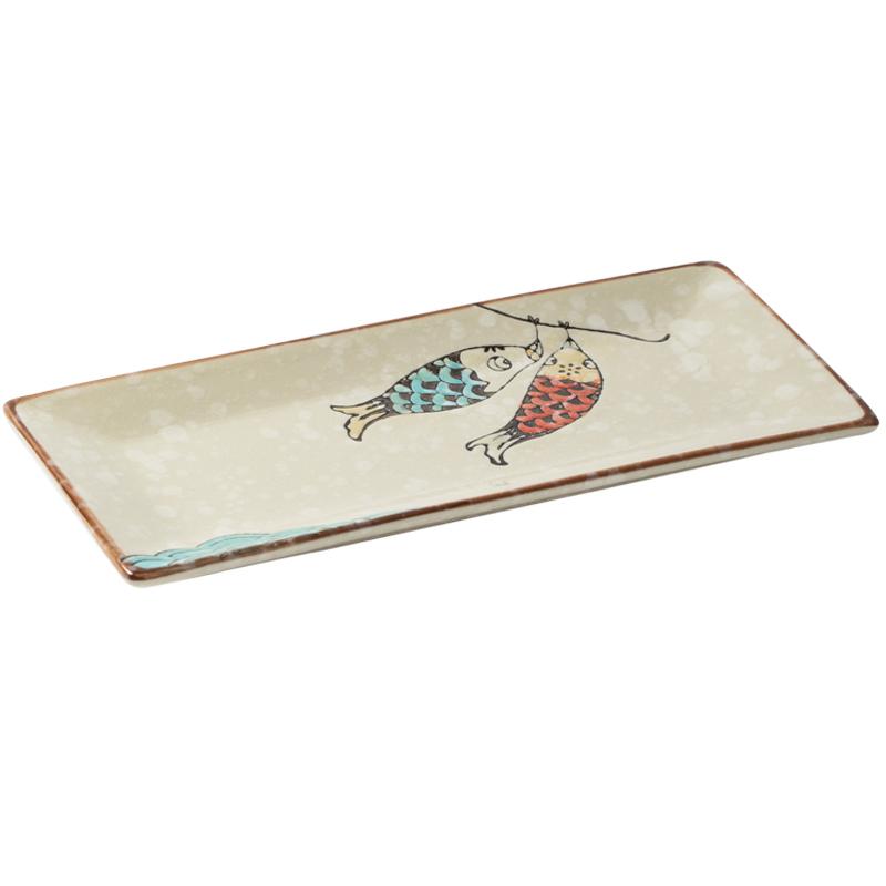 1PC Japanese-style Creative Tableware, Ceramic Sushi Plate, Rectangular Dish, Fried Fish Plate