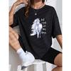 White Short Sleeve T Shirt With Purple Horse Print And Text For Casual Wear