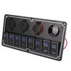 8 Gang Rocker Switch Panel 12 to 24V 2 Blue LEDs with DIY Sticker 5 Pin Waterproof for Cars RVs Yachts Ships