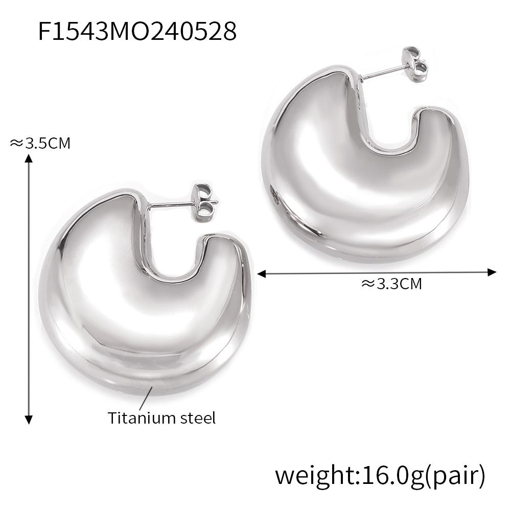 Elegance Gold-Plated 18K Titanium Steel Geometric C-Shaped Hoop Earrings