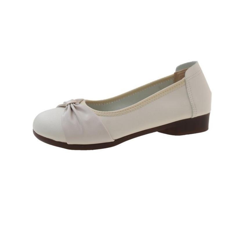 

Туфли Мэри Джейн на плоской подошве однотонные, с неглубоким вырезом, осенние, новые, на одном ремешке, с бантом, ленивые, повседневные туфли-дуду 40 бежевый