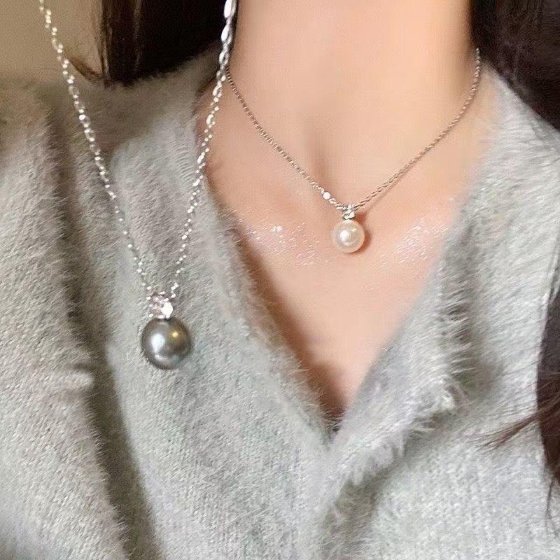 Elegant French Zircon Pearl Necklace: Chic Luxury Pendant Clavicle Chain Gift for Women