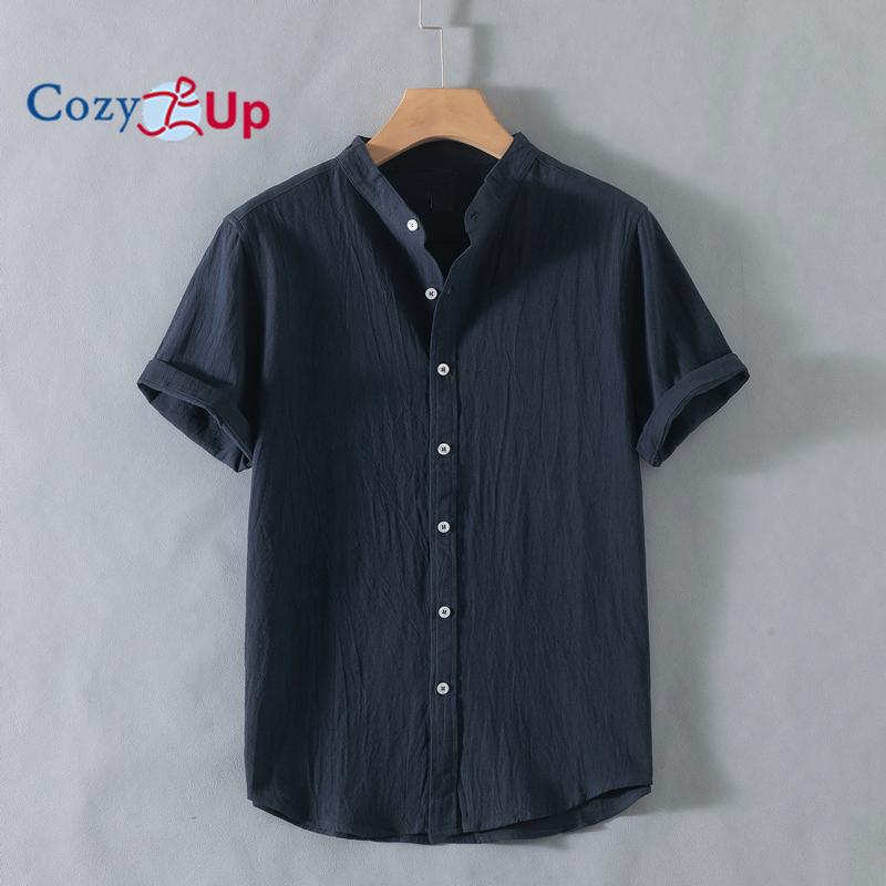 

Cozy Up Мягкая рубашка для мужчин из хлопка и льна, новая китайская мужская свободная рубашка с коротким рукавом XXXXXL темно-синий