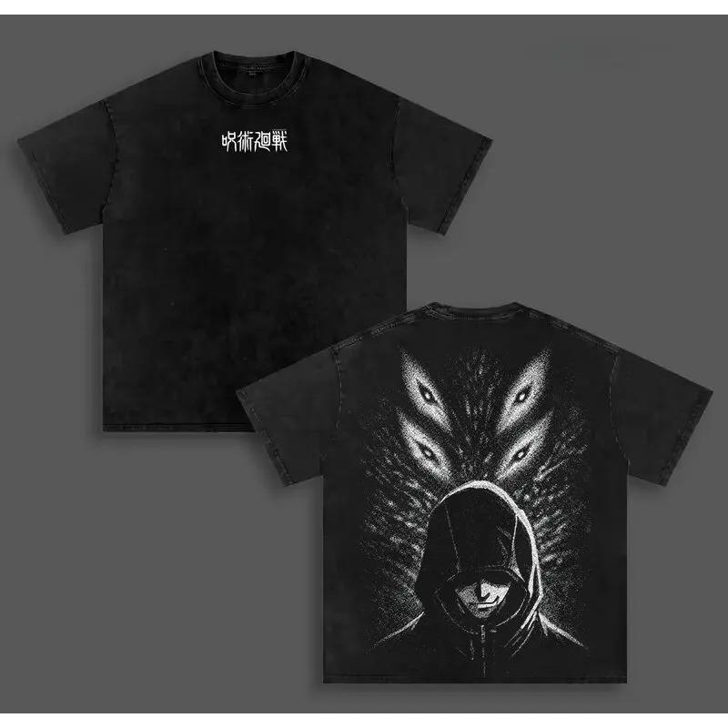 Itadori Yuji Jujutsu Kaisen Anime T-shirt Hip Hop Y2k Washed T Shirt Summer Short Sleeve Cotton Soft Tees Tops Men's Clothing