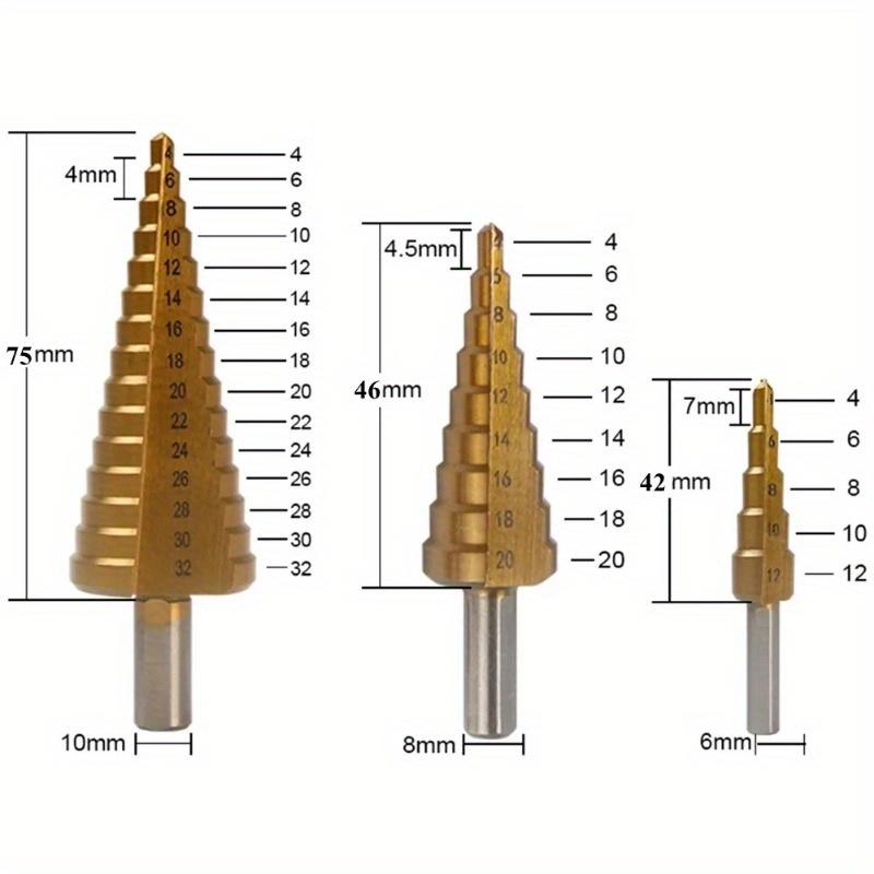 6Pcs Step Drill Bits Saw Drill Set HSS Titanium Milling Cutter for Woodworking Metal Core Hole Opener 4-12 4-20 4-32mm 3 6 8mm