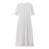 2025 Herbst Damen Weiß Besticktes Kurzarmkleid
