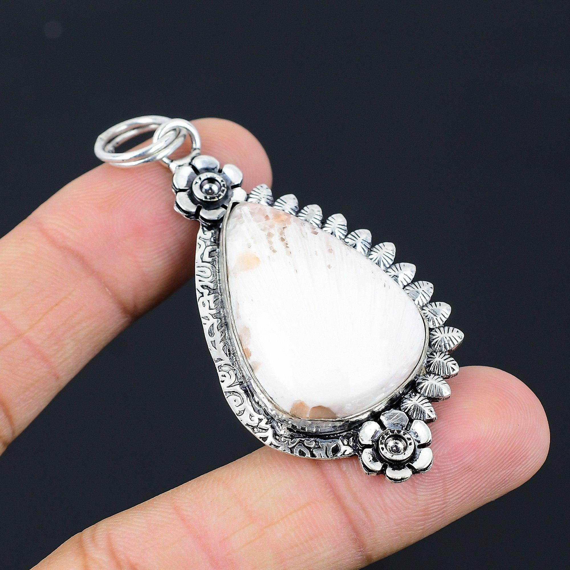 Daughters Day Sale 925 Sterling Silver Scolecite Stone Mother Pendant Jewelry