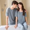 2024 Summer Ice Silk Ribbed Pajama Set - Loose Fit, Plus Size, Solid Color, Two-Piece for Couples.