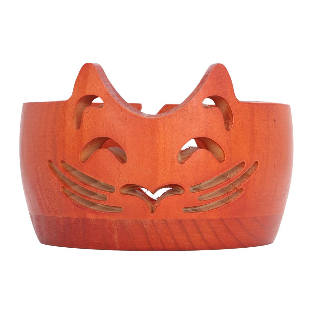 Yarn Bowl Wooden Cute Cat Shape Holder Dispenser Crochet Storage Supplies