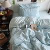 Seersucker Cloud Cotton 4Pcs Set Solid Color Bed Sheet Mattress Quilt Cover 3Pcs Set