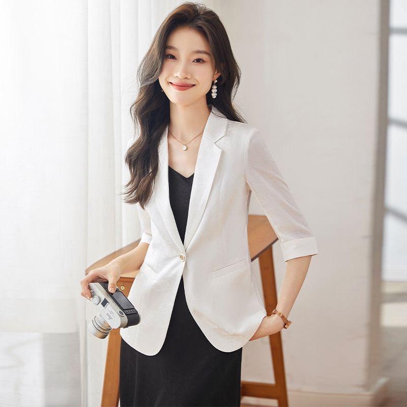 

Изысканный и изящный женский розовый пиджак, летний повседневный стиль с легким влиянием национального платья и облегающим дизайном XXXL белый