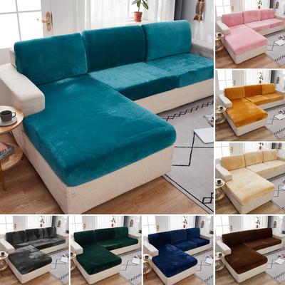 Soft Velvet Sofa Cushion Cover Washable Removable Seat Slipcover Thick Elastic Couch Cover 1 /2 /3 /4 -Seater Corner Sofa Covers