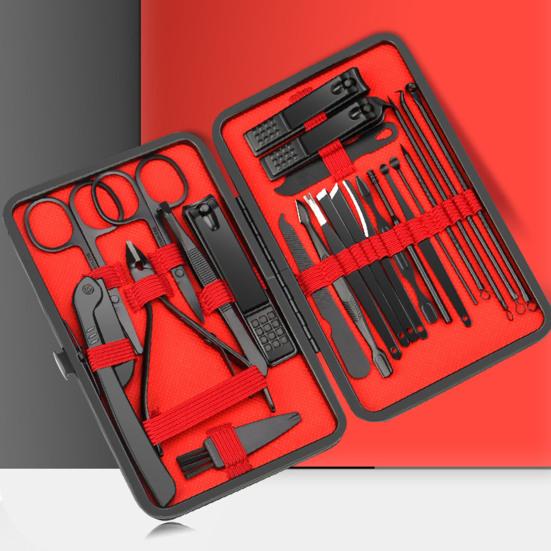 Christmas Manicure Set Nail Clippers Kit for Adults Professional Stainless Steel Tools with Faux Leather Case Christmas Stuffers