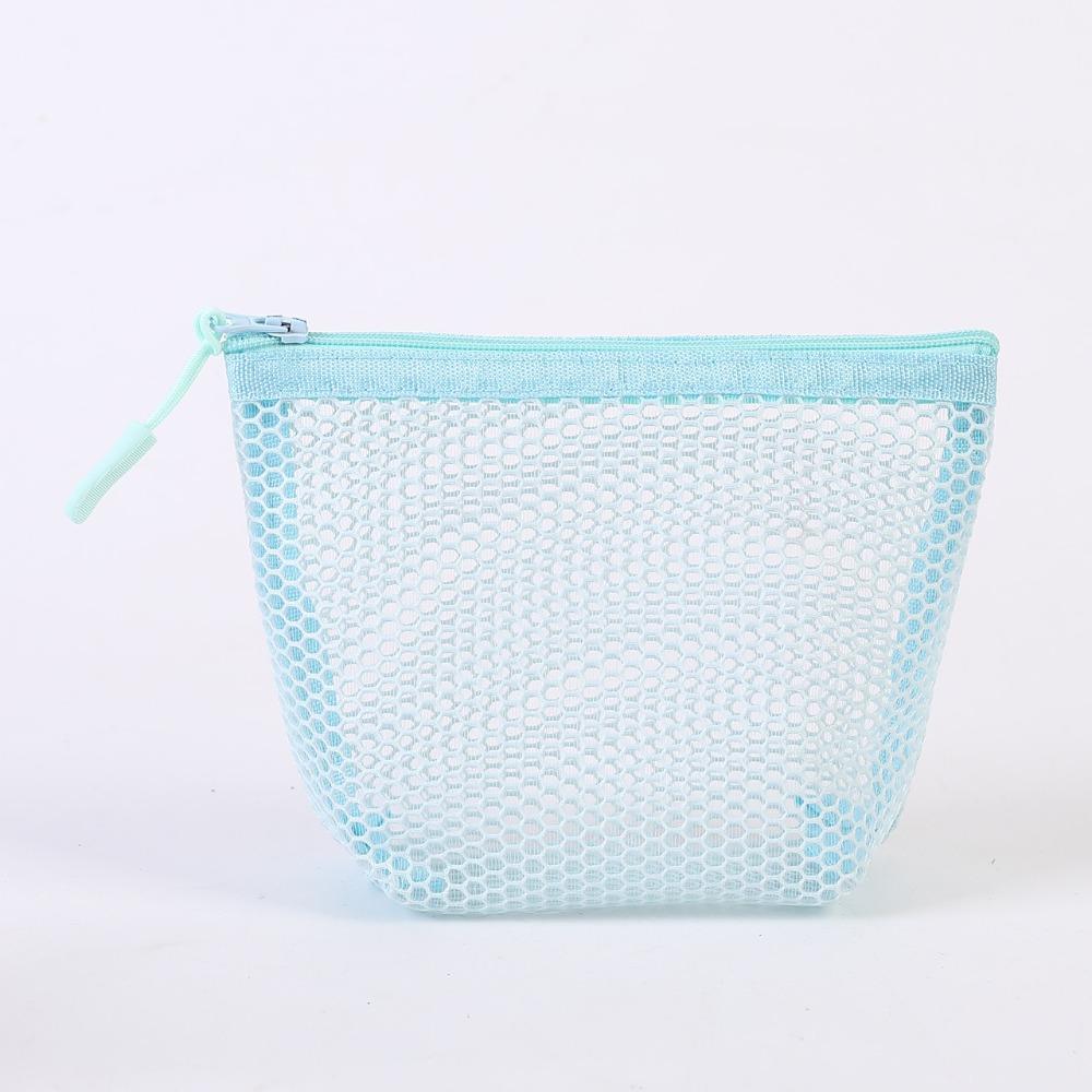 Portable Mesh Cosmetic Bag Dopamine Transparent Lipstick Makeup Bag Large Capacity Zipper Coin Purse for Women Girls