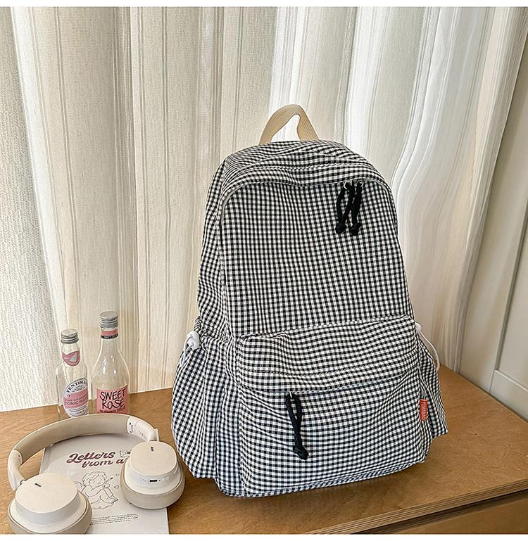 Schoolbag Korean ins Mori small fresh and sweet wind girl plaid small backpack high value travel shopping small backpack