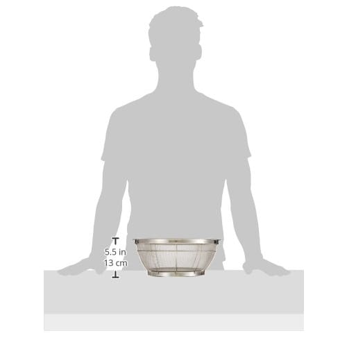 Endo Shoji New Mammoth 30cm Shallow Stainless Steel Strainer for Commercial Use, Made In China, Silver, AZL4330