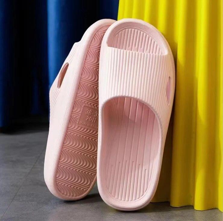 Summer Unisex Slippers Women Solid Color Eva Indoor Bath Thick Platform Men Anti Slip Soft Home Flip Flops Comfort Beach Sandals