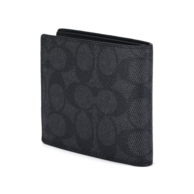 COACH Billfold Wallet 10 Brand Embossed Print Coated Canvas Wallet Small Men's Black black