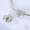 Copper Beaded Pendant Shiny Zirconia Cute Bow Original 3Mm Bracelet Women Fine Jewelry