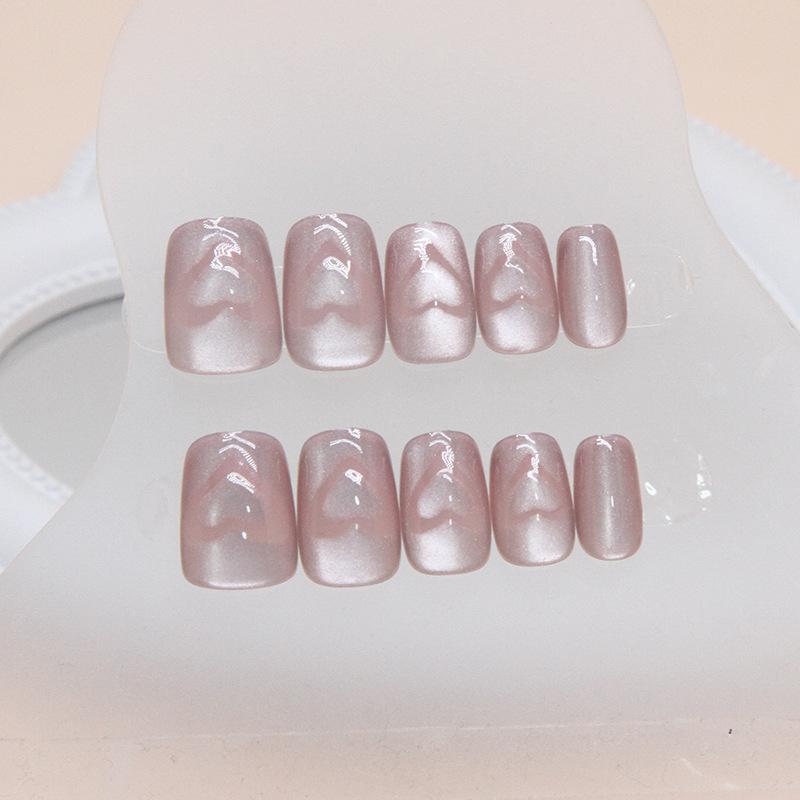 Chasing Light Cat's Eye Wearing Nail Pièce d'ongle d'amour amovible Pièce d'ongle Pièce d'ongle Patch Ongle de ballet court 24 pièces