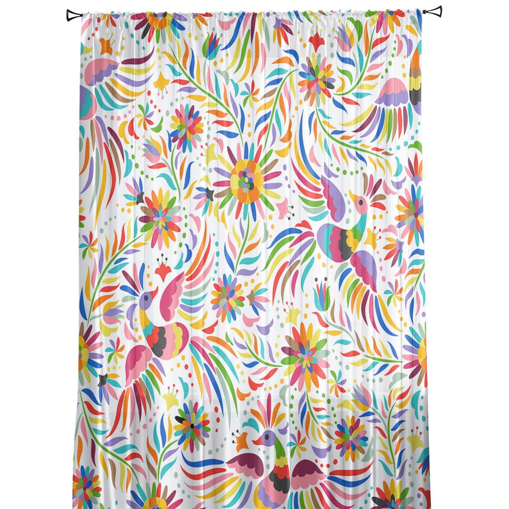 Mexican Embroidery Modern Curtains For Living Room Transparent Tulle Curtains Window Sheer For The Bedroom Accessories Decor