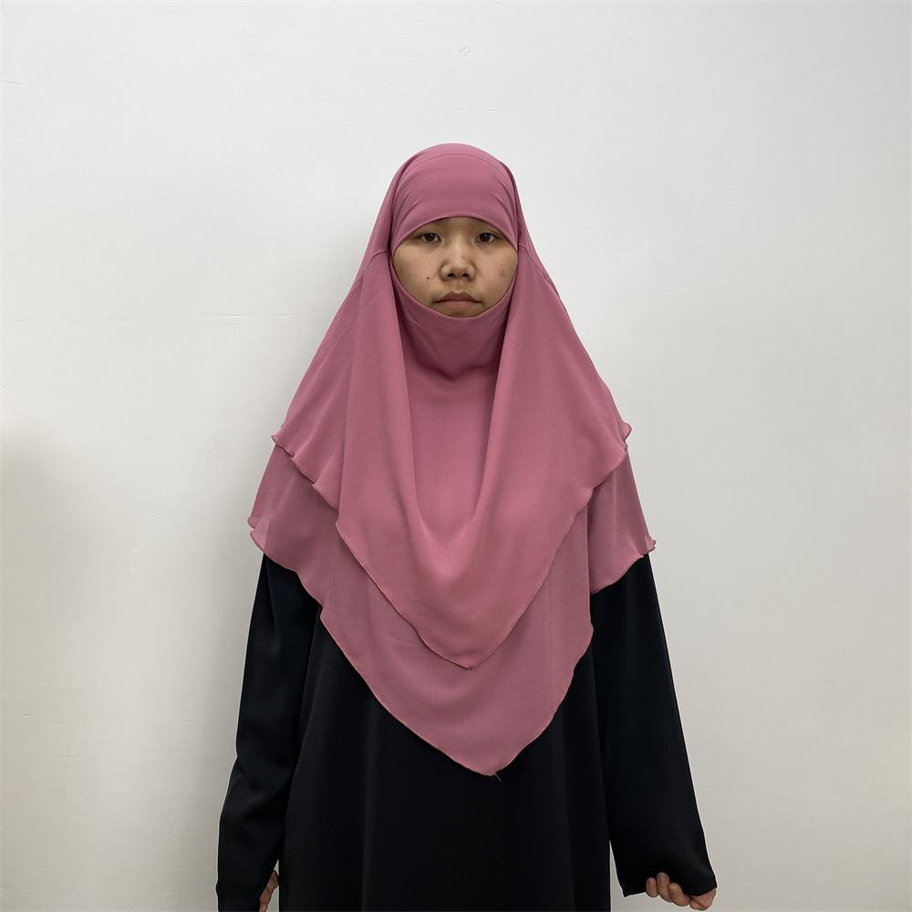 Pañuelo de Chifón de Doble Capa de Color Sólido - Estilo Medio Oriente, Dubái, Turquía (Grande, 2305)