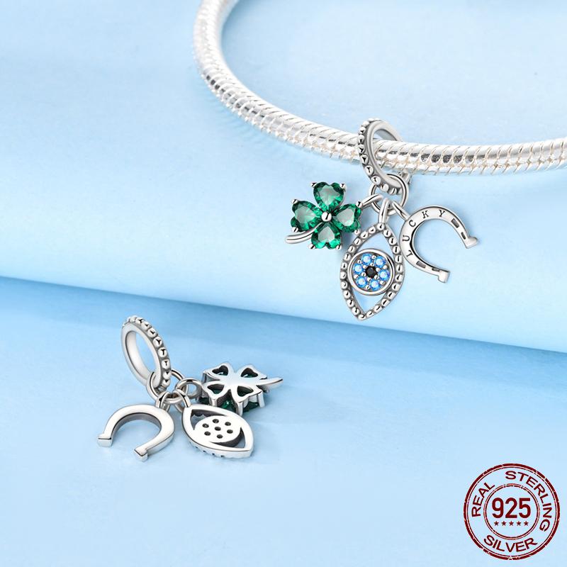 Real Copper Charms Four-Leaf Clover Tree Of Life Beads Fit Original Bracelet Pendants Making Fine Jewelry For Women