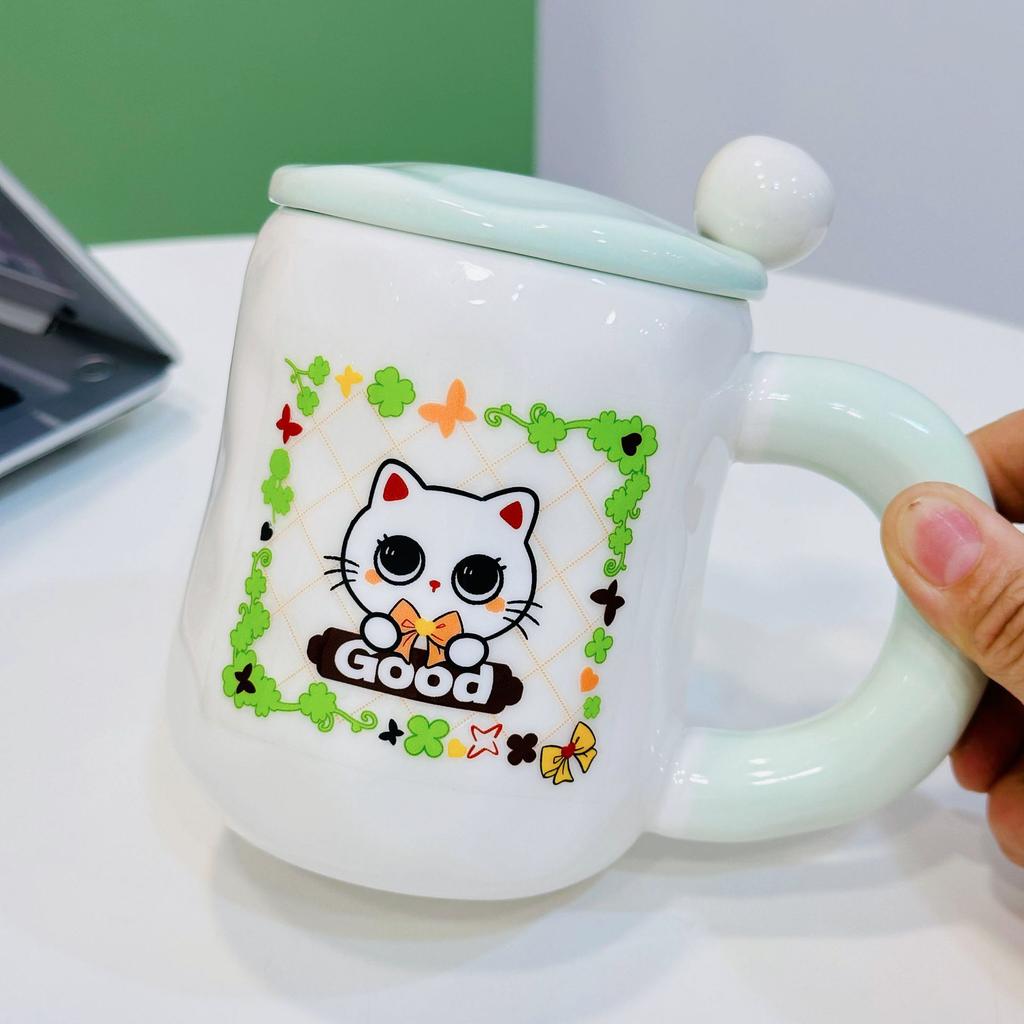 High Value Bear Straw Cup with Handheld Ceramic Cup Cute Creative Personality Mug Breakfast Milk Cup Office Cup